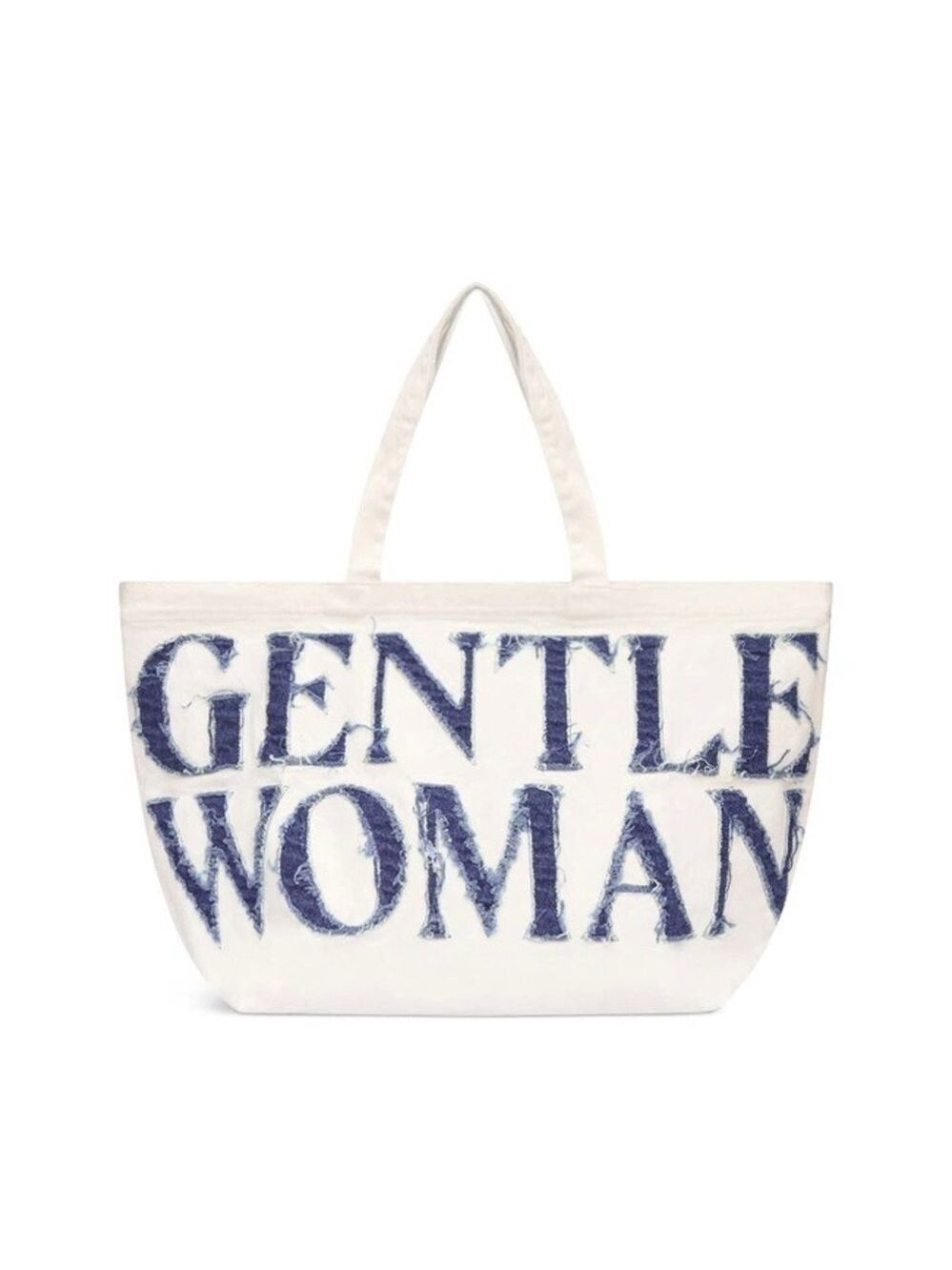 GENTLEWOMAN DENIM WHITE AND NAVY TOTE BAG RUGGED LOGO NWT